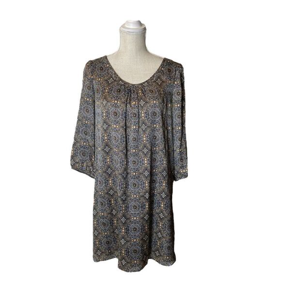 Amy Matto 3/4 Sleeve Mosaic Geometric Patterned Silk Dress Size 6 - Picture 1 of 16
